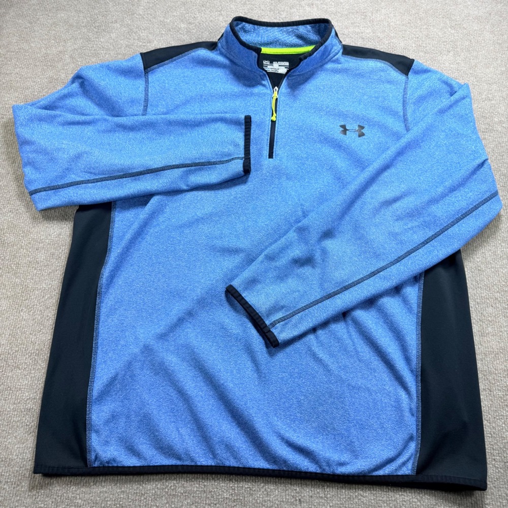 Under Armour ColdGear Mens 2XL Blue Heathered Quarter Zip Pullover